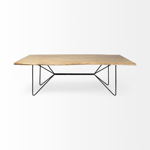 Homeroots 80" Brown And Black Solid Wood And Metal Dining Table 380476 - main