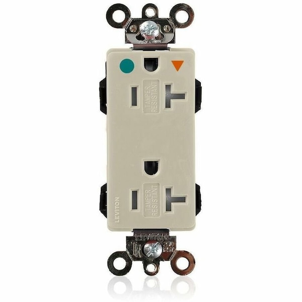 Leviton Hospital Grade Decora Receptacle, 20 Amp, 125 Volt MDT83-IGI - main