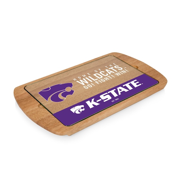 Picnic Time Family Of Brands NCAA Kansas State Wildcats Billboard Glass Top Cheese Board - Charcuterie Boards, Parawood 911-01-505-254-0 - main