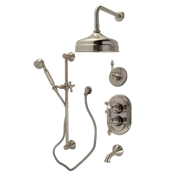 Kingston Brass Thermostatic Tub and Shower System, Brushed Nickel KSK36380AL - main