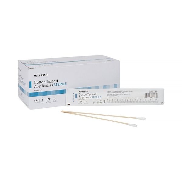 Mckesson Sterile Swabsticks, Cotton Tip, 6 Inch Wood Shaft, Sterile 24-106-1S - main