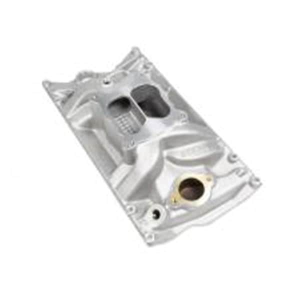 Edelbrock 2516 Aluminum Natural Performer RPM Marine-Square Bore Dual Plane Intake Manifold for Vortec EDE2516 - main