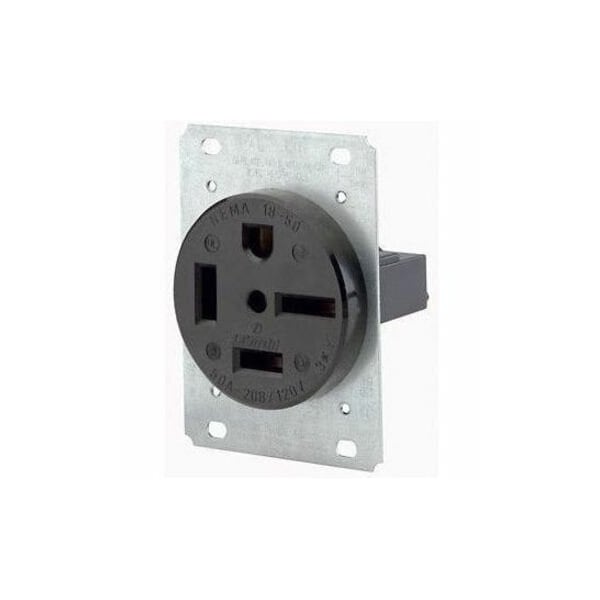Leviton Straight Blade Receptacle, 15-60R, 60 A, 250V AC, 3 Pole, 4 Wire, Flush Mount, Three, Black 8460 - main