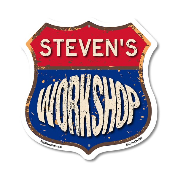 Signmission Steven's Workshop, 12 Inch X 12 Inch, Aluminum Metal Sign SHI-A-12-489-STEVEN - main