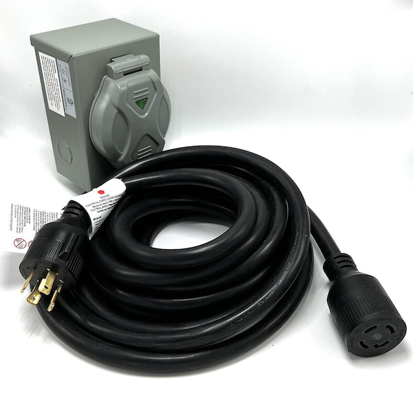 Liftcharger 15FT 30A Generator Cord and Inlet Box Combo for 4000-8500W Portable Generator with NEMA L14-30 Port K30AL1430-15 - main