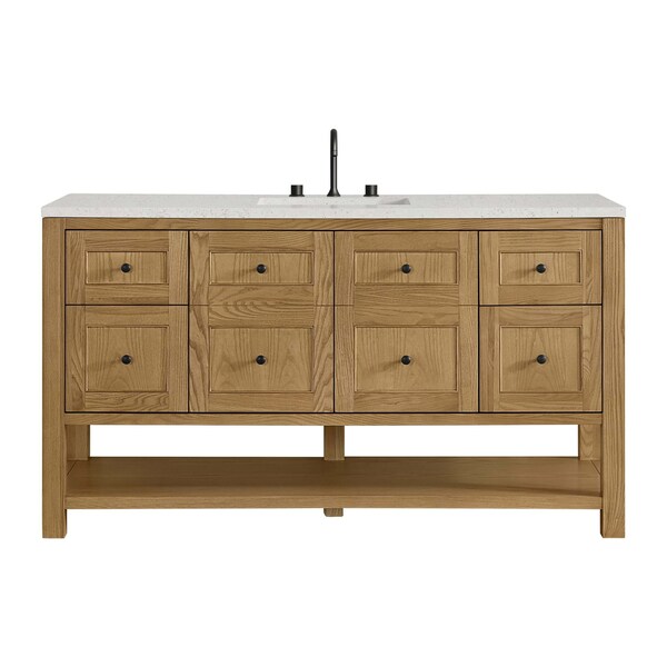 James Martin Vanities Breckenridge 60 in. Single Vanity, Light Natural Oak, w/ 3 CM Lime Delight Quartz Top 330-V60S-LNO-3LDL - main