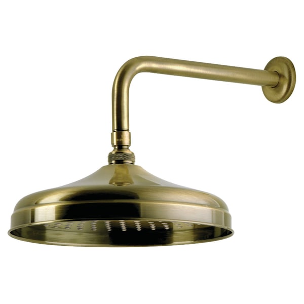 Kingston Brass 10" Round Raindrop Brass Shower Head with 12" Shower Arm, Antique Brass K225K33 - main