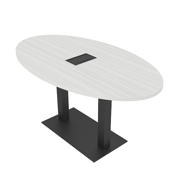 Skutchi Designs Oval Conference Table With Power Unit, 36 in W, 72 in L, White HAR-OVL-36X72-DOU.BK-WA7976-EBLK - main