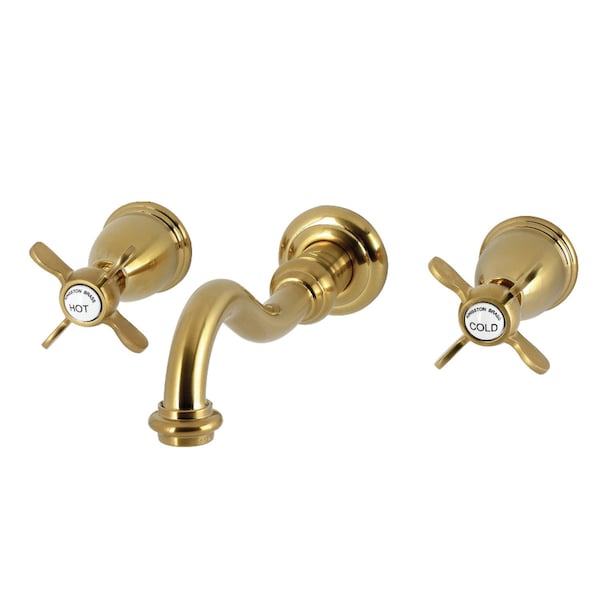 Kingston Brass Double-Handle Wall Mount Bathroom Faucet, Brushed Brass KS3127BEX - main