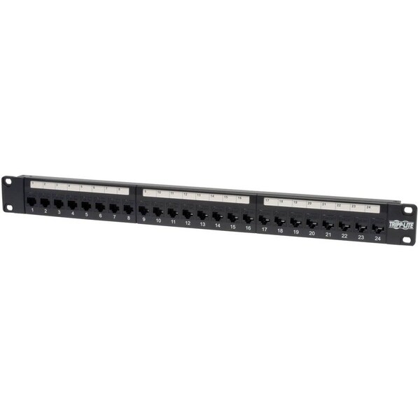 Eaton Tripp Lite Series 24-Port 1U Rack-Mount Cat5e Feedthrough Patch Panel, RJ45 Ethernet, TAA N054-024 - main