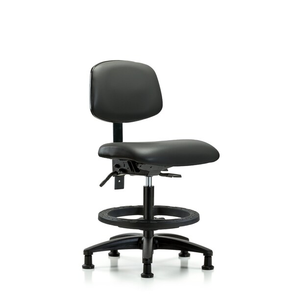 Blue Ridge Ergonomics Vinyl Chair, Med Bench, Foot Ring, Glides, Carbon BR-VMBCH-RG-T0-A0-BF-RG-8823 - main