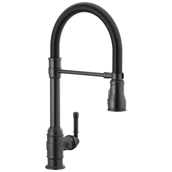 Delta Broderick Single Handle Pull-Down Kitchen Faucet With Spring Spout In Matte Black 9690-BL-DST - main