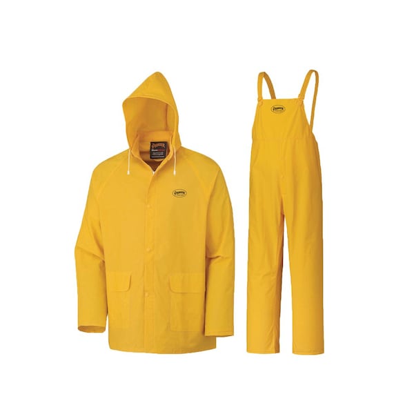 Pioneer PVC Rainsuit, Yellow, 3XL, Polyester, PVC, 0.35 mm Thick, Detachable, Yellow, 3XL V3010460U-3XL - main