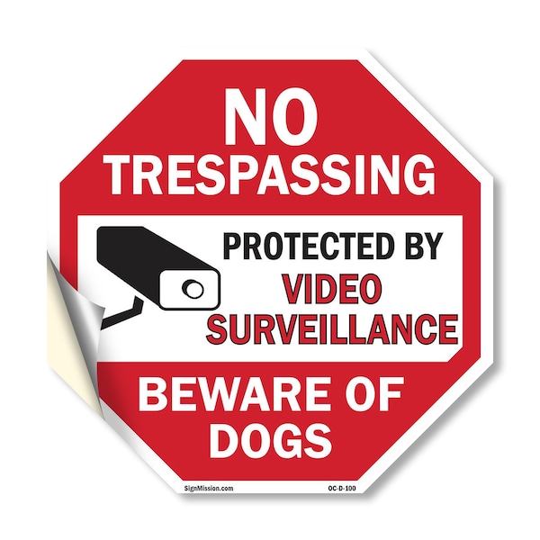 Signmission No Trespassing Protected by Video S, 10 Inch X 10 Inch, Vinyl Decal OC-D-10-100 - main