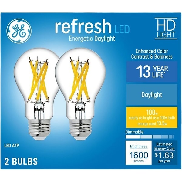Ge Relax Series LED Bulb, Decorative, ST19 Lamp, 60 W Equivalent, Dimmable, Soft White, 2PK 93124165 - main