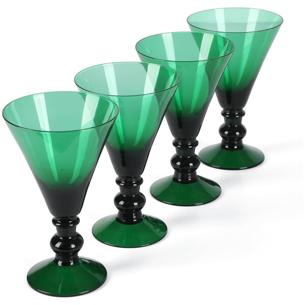 Martha Stewart Crispa 4 Piece 9.6 Ounce Handmade Glassware Set in Green 750123699M - main