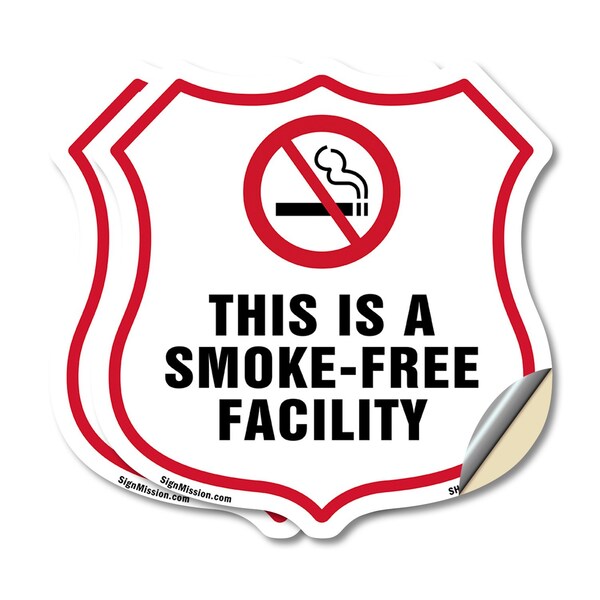 Signmission No Smoking Shield Label Set This Is A Sm, 12 inch X 12 inch, Vinyl Decal, 2PK SHI-D-2PACK-12-399 - main