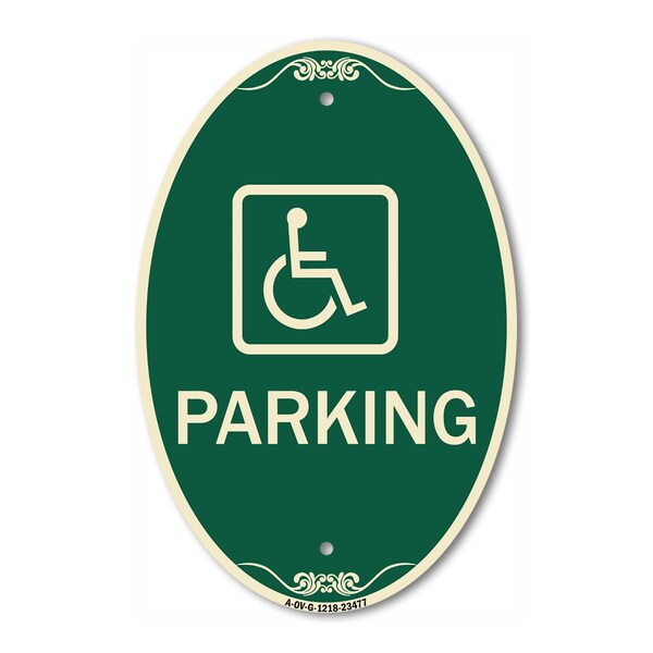 Signmission Parking Handicapped Symbol, 12 Inch X 18 Inch Architectural Oval, Heavy Gauge Aluminum A-OV-G-1218-23477 - main