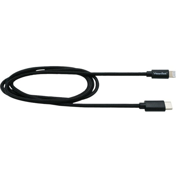 Visiontek USB C to Lightning 1 meter charge & sync cable with sturdy braided cabling. 901267 - main