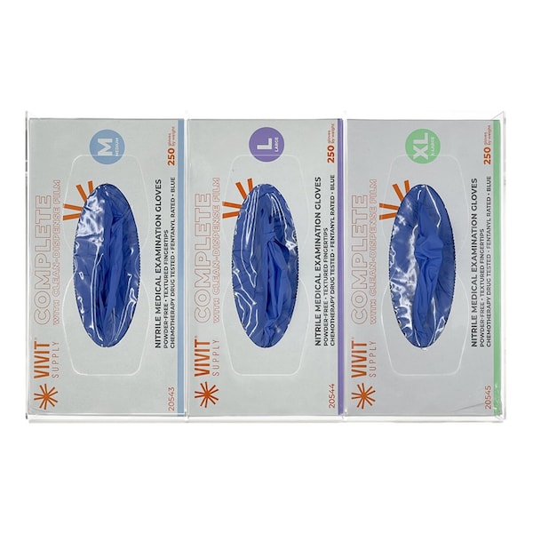 Origin Dispensing Solutions Glove Dispenser-Triple-Divided-PETG-Clear GL31X01CL - main