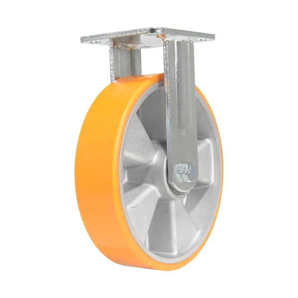 Vestil Polyurethane Rigid Caster 8 In. Diameter x 2 In. Width 1543 Lb. Capacity Orange/Silver CST-VE-8X2PUA-R - main