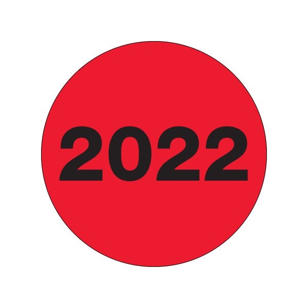 Bsc Preferred 3'' Circle - ''2022'' Fluorescent Red Year Labels DL6834 - main