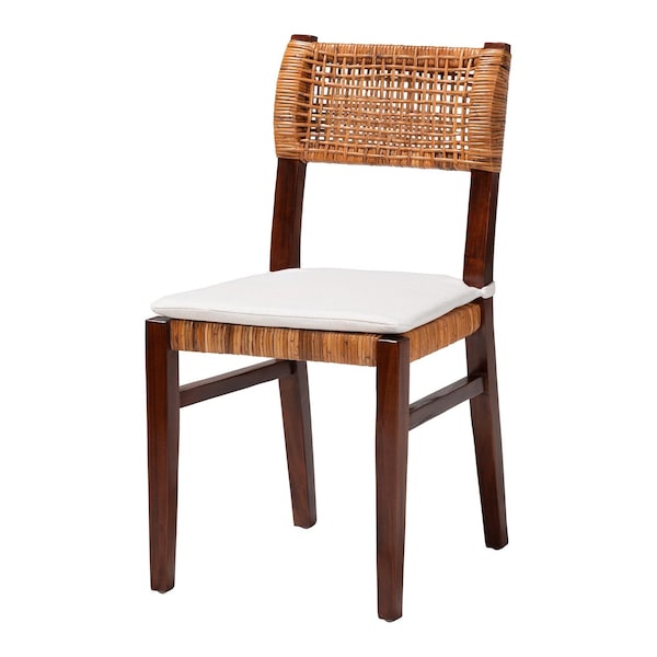 Bali & Pari Dameka Bohemian Light Honey Rattan and Dark Brown Wood Dining Chair 251-13961-ZORO - main