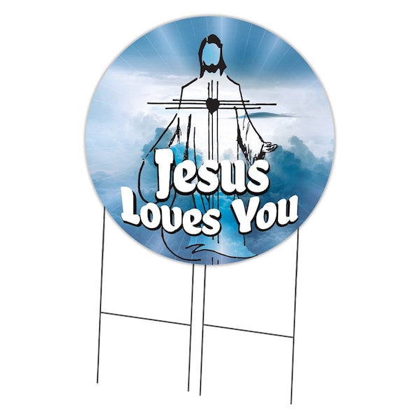 Signmission Jesus Loves You Double Sided Corrugated Plastic Circle Yard Sign C-36-CIR-DS-WS-Jesus Loves you - main