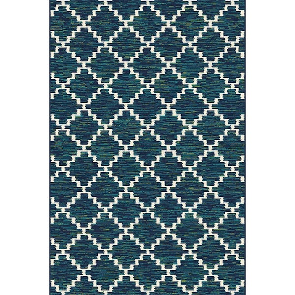 Backyard Bungalow Peosta 6 ' 7''x9 ' 6'' Teal Lattice Plush Outdoor Rug 2334PN71DB.084 - main
