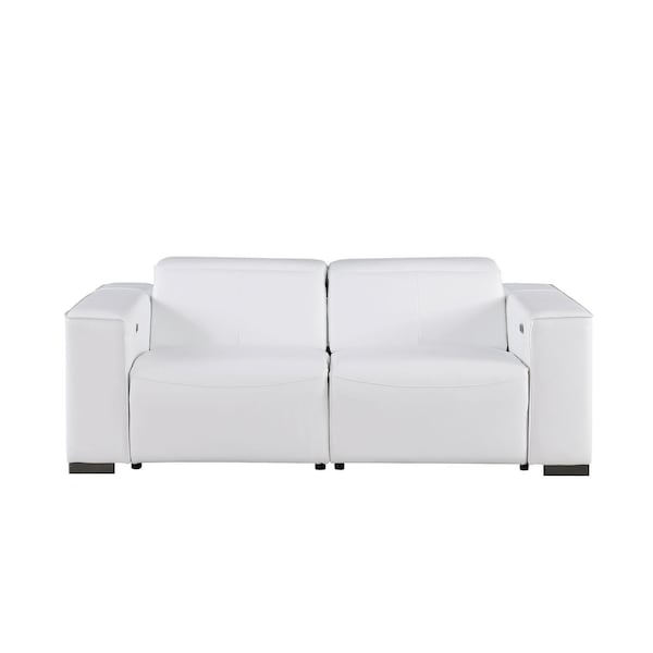 Homeroots 80in White and Brown Leather Power Reclining Loveseat 720537 - main