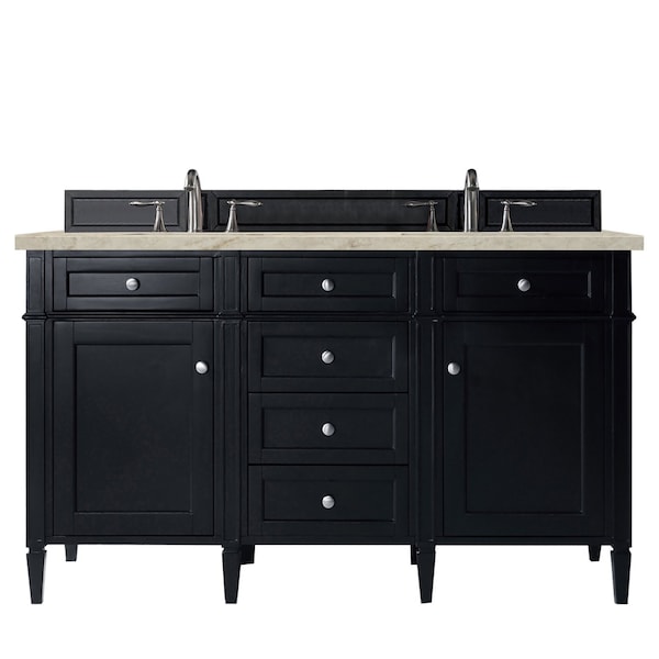 James Martin Vanities Brittany 60" Double Vanity, Black Onyx, w/ 3 CM Tajnar Eclos Top 650-V60D-BKO-3TJR - main