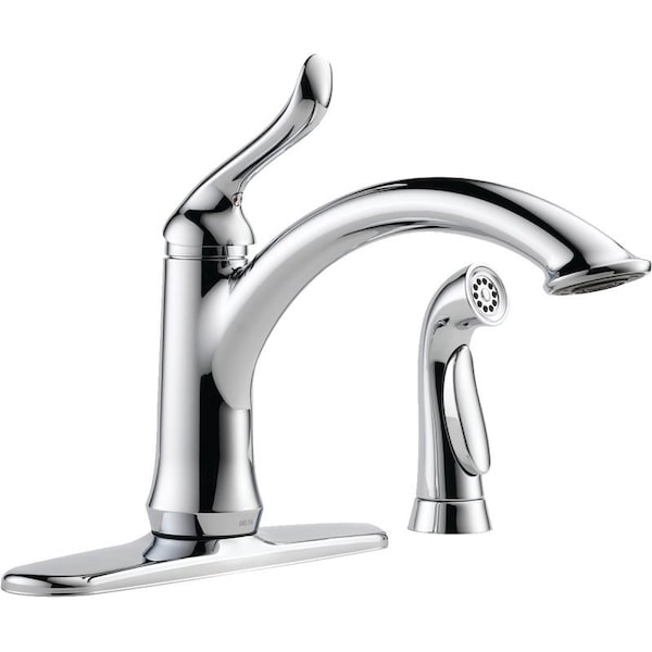 Delta Linden 4453-DST Kitchen Faucet with Side Spray, 1-Faucet Handle, 5-7/8 in H Spout, Zinc, Chrome 4453-DST - main