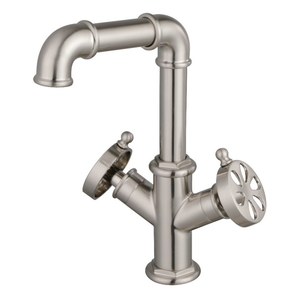 Kingston Brass Two-Handle Single-Hole Bathroom Faucet with Push Pop-Up Drain, Brushed Nickel LS6308RX - main