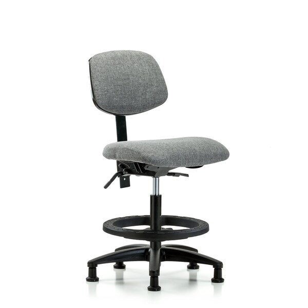 Blue Ridge Ergonomics Chair, Fabric, Med Bench, BF Glides, Gry, No Arms, 22" to 29" Height, Gray BR-FMBCH-RG-T0-A0-BF-RG-F44 - main