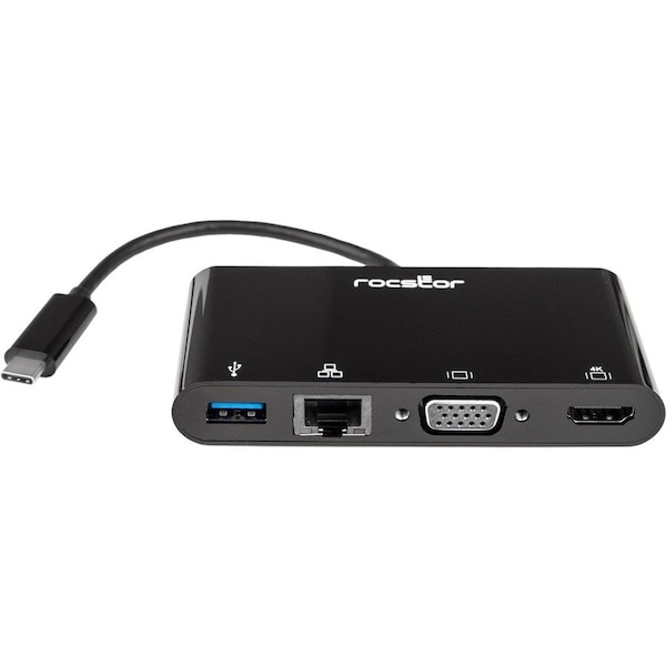 Rocstor USB-C MULTIPORT ADAPTER - BLACK Y10A248-B1 - main