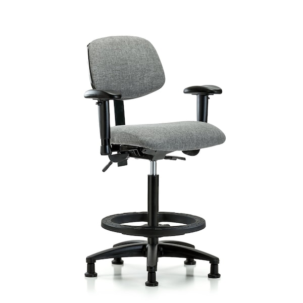 Blue Ridge Ergonomics Chair, Fab, Hi Bench, Tilt AA BF Glides, Gry, 6-Way Adjustable, 26" to 35-1/2" Height, Grey BR-FHBCH-RG-T1-A1-BF-RG-F44 - main