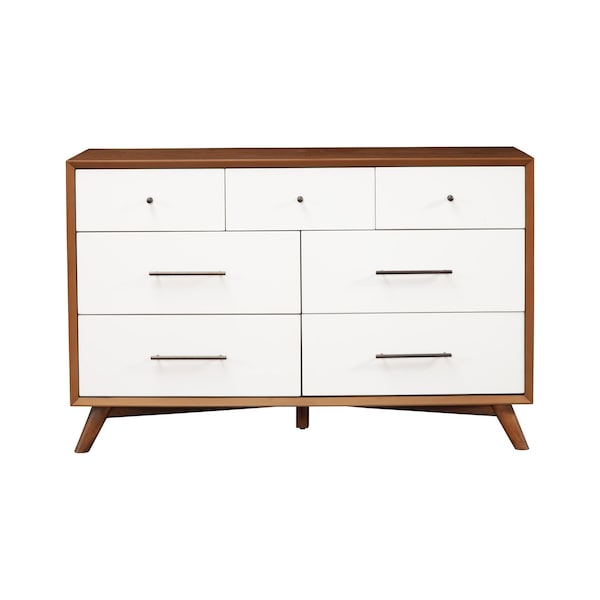 Homeroots 56" Brown and White Solid Wood Seven Drawer Double Dresser 524152 - main