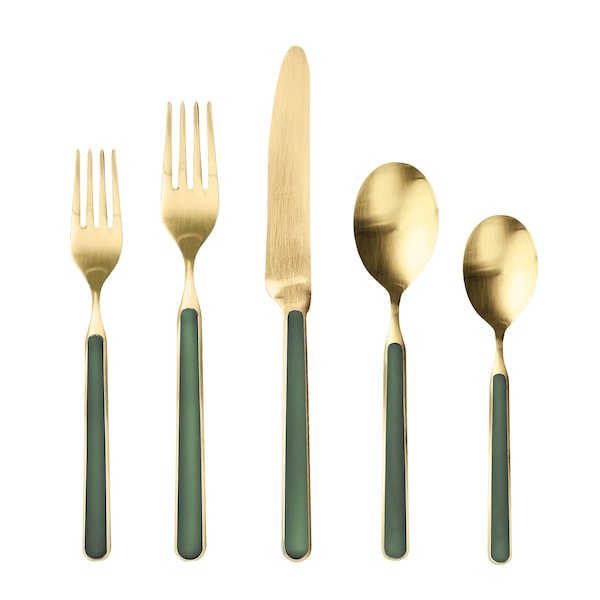 Mepra Fantasia Ice Gold Flatware Set - 20 Pieces - Forest Green 10V622020OI - main