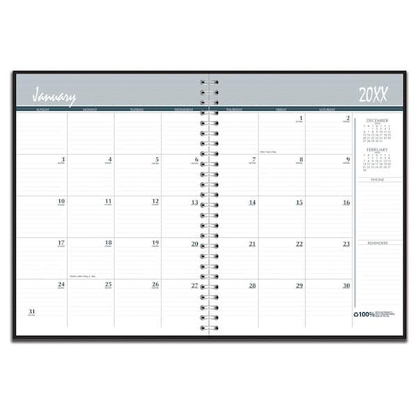 House Of Doolittle Monthly Planner, Classic, 14 Months, Dec-Jan, 8.5 in x 11 in, Black Cover 262-02 - main