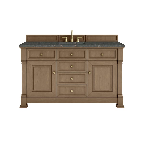 James Martin Vanities Brookfield 60 in. Single Vanity, Pecan w/ 3 CM Parisien Bleu Silestone Top 547-V60S-PCN-3PBL - main