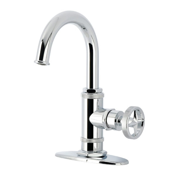 Kingston Brass One-Handle Single-Hole Bathroom Faucet with Deck Plate and Push Pop-Up Drain, Polished Chrome KSD2211RNX - main