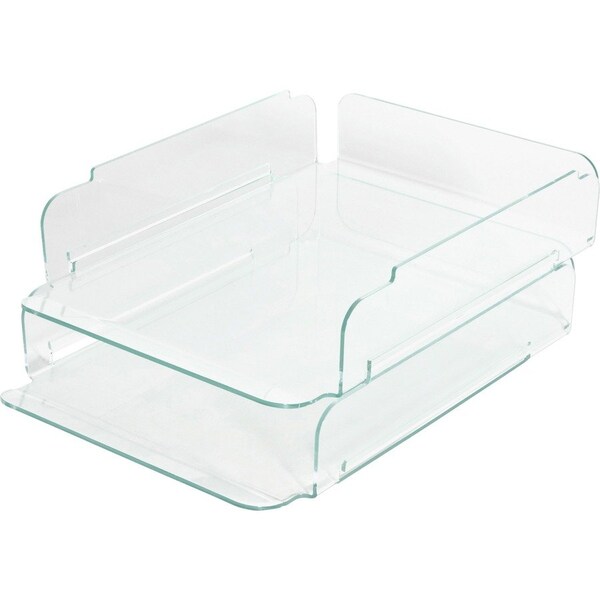 Lorell Acrylic Stacking Letter Trays, Green, 2/Pack 80655 - main