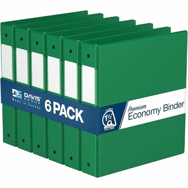 Davis Group Premium Economy, Angle D Ring, Binder, (Green, 1.5"), PK6 2302-04-06 - main