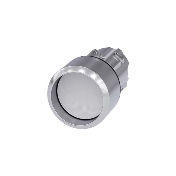 Siemens Pushbutton, 22 mm, round, metal, shiny, white, Front ring, raised 3SU1050-0CB60-0AA0 - main