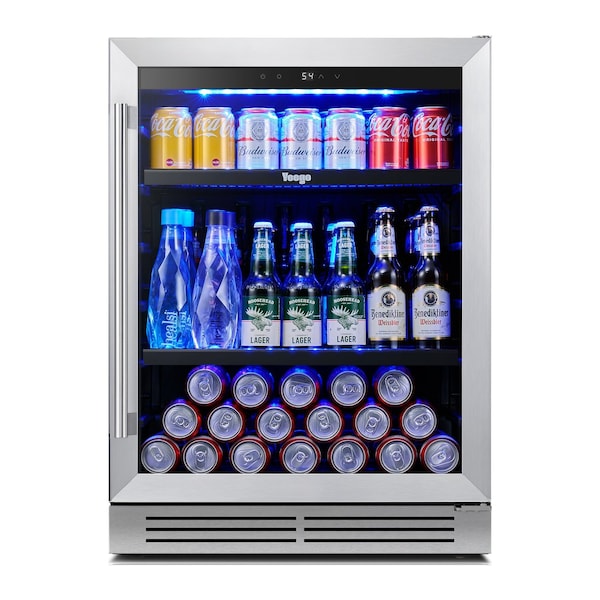 Homeroots 32in X 24in Silver Stainless Steel Single Compartment Can Beverage Refrigerator 720635 - main