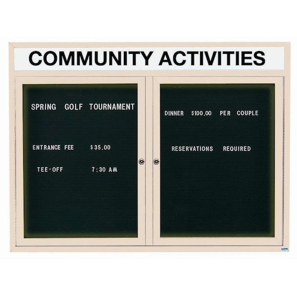 Aarco Illuminated Outdoor Enclosed Directory w/ Al Frame Header, Powder Coated Ivory, 36''Hx48''W OADC3648HIIV - main