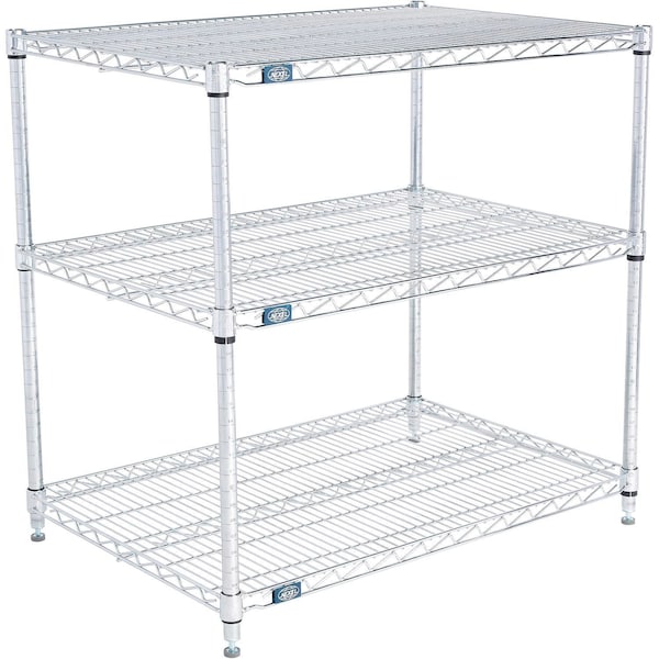 Global Industrial Nexel 3 Shelf, Stainless Steel Wire Shelving Unit, Starter, 36"W x 21"D x 34"H B3149726 - main