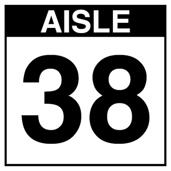 5S Supplies Warehouse Aisle 38 Sign - 16in x 16in - SINGLE - BRKT - PVC AISLE38-16X16-SINGLE-BRKT - main