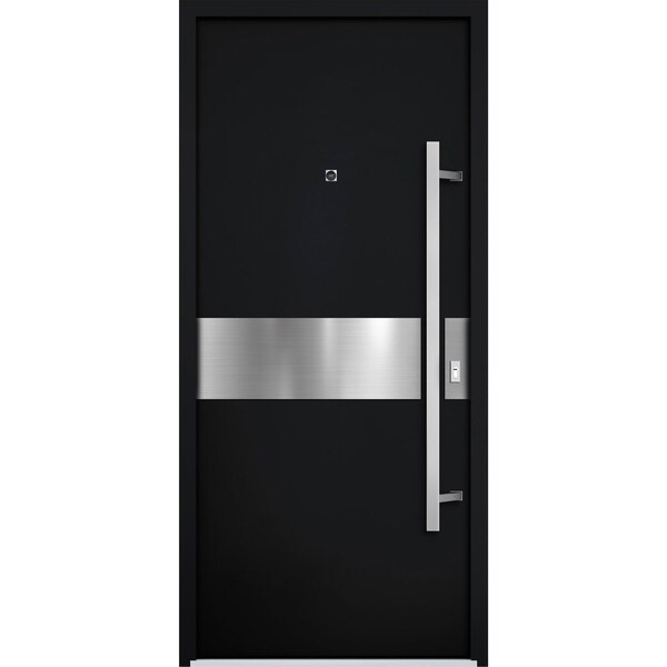 Vdomdoors Steel Door Deux 6072 Black Enamel Entry Door Painted W36xH80 Left hand Inswing DEUX6072EXD-BLK-W36 x H80-LH-I - main