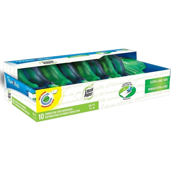Paper Mate DryLine Correction Tape Non-Refillable 1/5'' x 472'' 10/Pack 6137406 - main